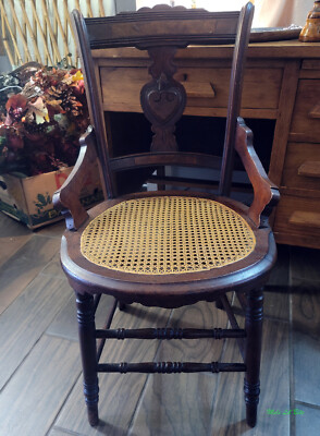 Victorian Walnut Parlor Reeded Seat Vanity Chair | eBay