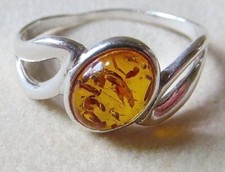 925 Sterling Silver Cognac Baltic Amber Ring 1.7 Grams Size 6