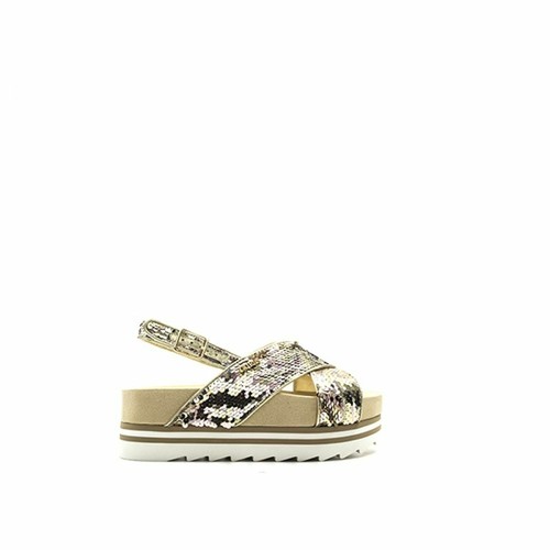 SCARPE SANDALO SANDALI ZEPPA DONNA GUESS FLHRR2SAT03 PELLE ORO ORIGINALE PE  NEW | eBay