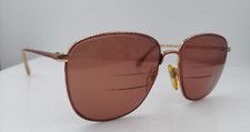 Vintage L'AMY L564 Gold Burgundy Oval Metal Sunglasses France FRAMES ONLY