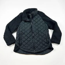 Bernardo Perfromance Packable Recycled Shearling Quilted Full Zip Jacket Black 