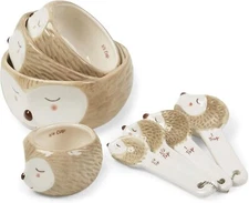 8-Piece Set Of Hedgehog Themed Measuring Cups And Measuring Spoons - Decorative