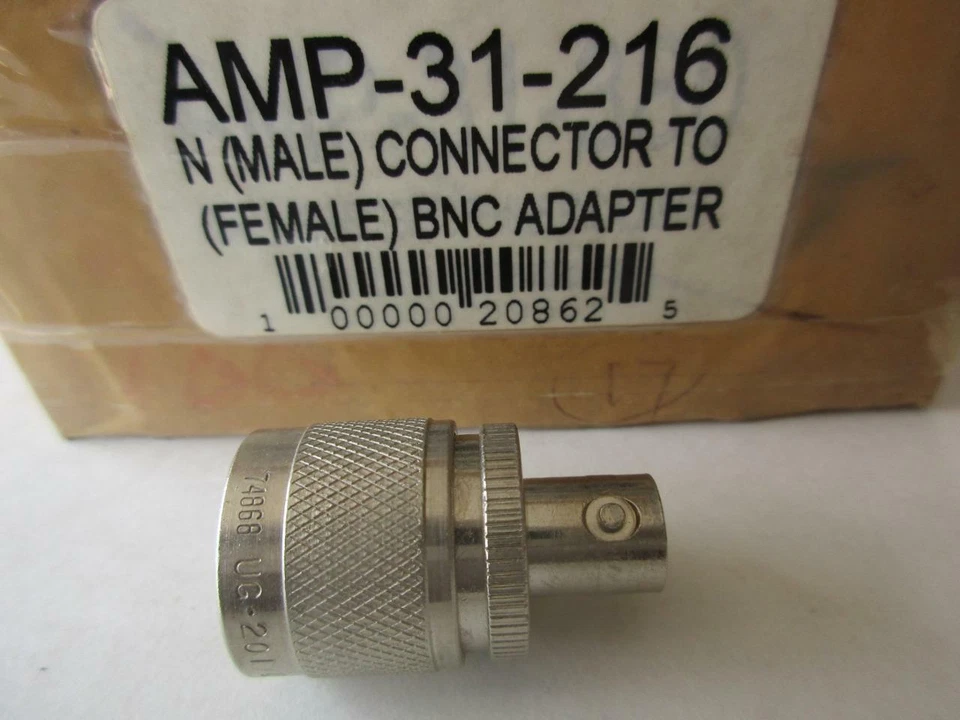 5 or 10 Lot Amphenol RF Connector Adapter 31-216 BNC Jack Female to N Plug Male