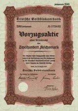 Deutsche Golddiskontbank 1939 Berlin Commerzbank Deutsche Reichsbank 200 RM