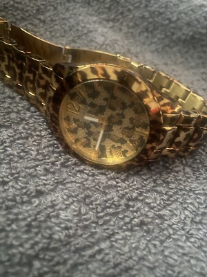 Guess steel case leopard Print bracelet Gold Tone 40mm  display picture 1