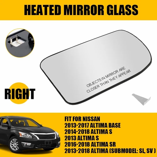 Mirror Glass For 2013-2018 Nissan Altima Sedan with Backing Plate Passenger Side