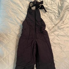 Kids Black Snow Pants Overalls Bibs L 6X 100 Nylon Zipper Adjustable 90s Winter