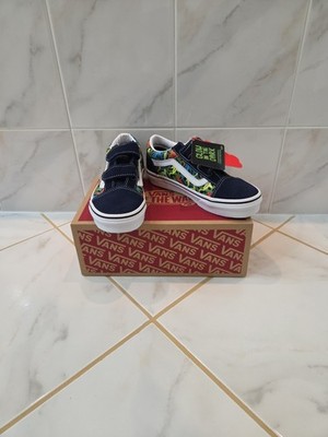 Vans Old Skool V Big Kids Glow Sharks dress Blue Size 3