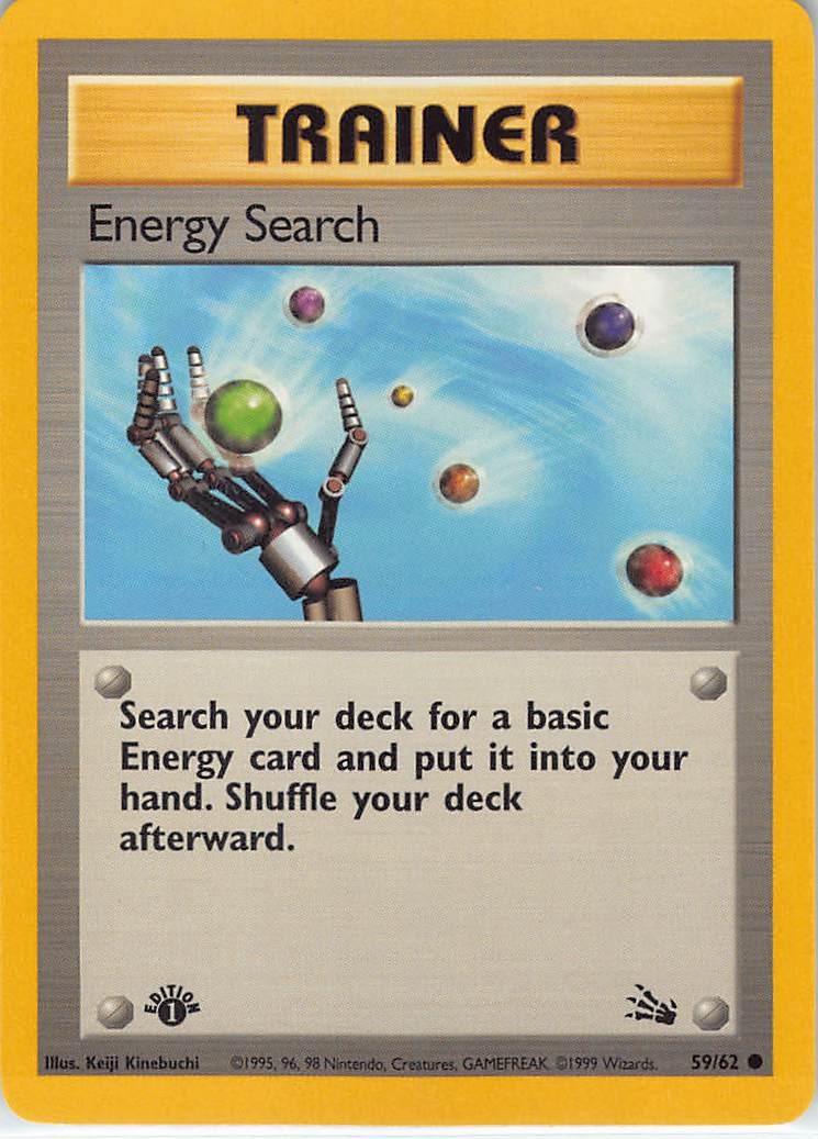 Energy Search 59/62 Common Fossil Pokemon 1st Edition Near Mint