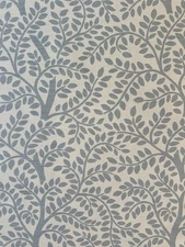 Schumacher Whimsical Botanical Print Fabric- Temple Garden II Blue 1 2/8 Yards