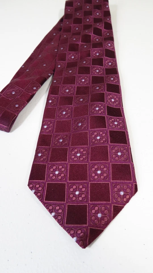 Corbata de seda geométrica púrpura Ike Behar para hombre ¡Nueva! Foto 4 de 4