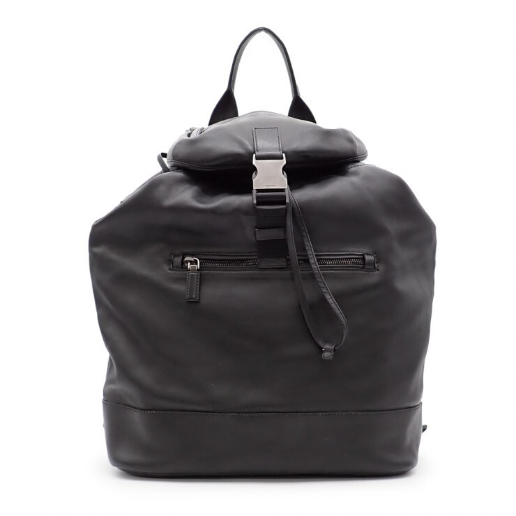 PRADA backpack tote bag VZ0064 soft calf leather black silver hardware from japa thumbnail 2