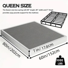 7" Queen Box Spring - Steel Mattress Foundation with Easy Clean Cover
