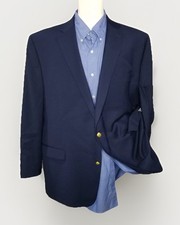 Ralph Lauren True Navy 52XL Gold Polo Buttons Hopsack Blazer Sport Coat Jacket