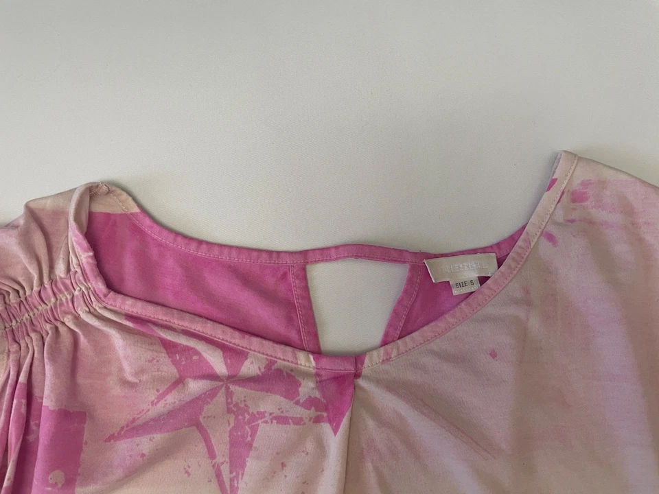 Top Diesel Mujer Y2K Rosa Gráfico Asimétrico Corbata Hombro Talla S Foto 2 de 4
