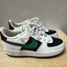 Nike Air Force 1 White Black Green Unisex Kids Sneakers Athletic Shoes Low Top 4