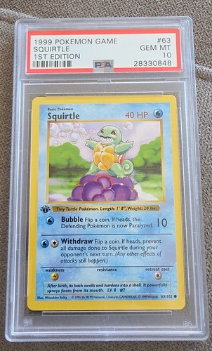 Squirtle (1st Edition) graded PSA 10 for sale on eBay