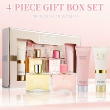 Women's Perfume  Body Lotion 4-Piece Gift Set  2 Long-Lasting Fragrances