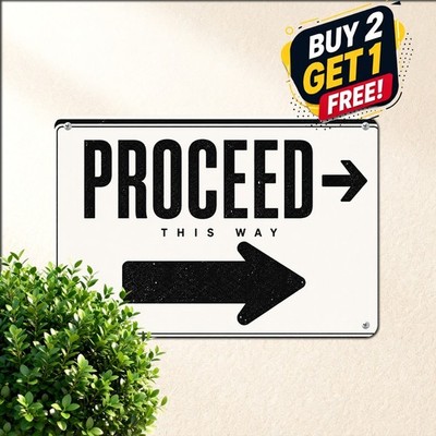 Directional Sign Arrow Icon Bold Black White Room Wall Decor Metal Plaque