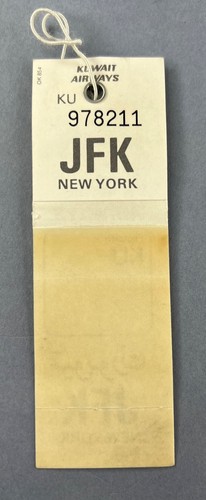Kuwait Airways Vintage Airline Bag Tag Luggage Baggage Label KU KAC JFK New York - Picture 2 of 2