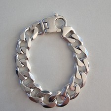 Heavy Men's 925 Sterling Silver Cuban link Bracelet Around 8.3 inch  