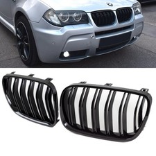 2x K�hlergrill SET Schwarz Hochglanz Doppelsteg passend f�r BMW X3 E83 LCI 06-11