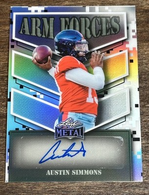   2025 Leaf Metal Austin Simmons RC Auto #6/25 Ole Miss ARM FORCES