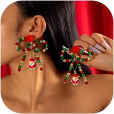 Christmas Earrings for Women Christmas Tree Dangle Earrings Snowflake Santa Cand