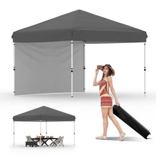 10x10FT Pop Up Canopy Tent with 4 Removable Sidewalls, Outdoor Heavy Canopy