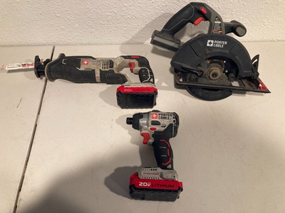#ad Lot of 3 Porter Cable Cordless Tools Drill PCC647 Recip PCC670 Circ Saw PC186CS $89.99