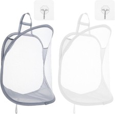 2Pcs Hanging Laundry Hamper Bag Mesh Hanging ...
