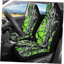 Green Camo Oak Hunting Print Car Front Seat Cover For Camo Oak Hunting Green
