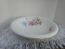 Antique KT&K Semi Vitreous White Porcelain Wash Basin w/ Hand-Painted Flowers
