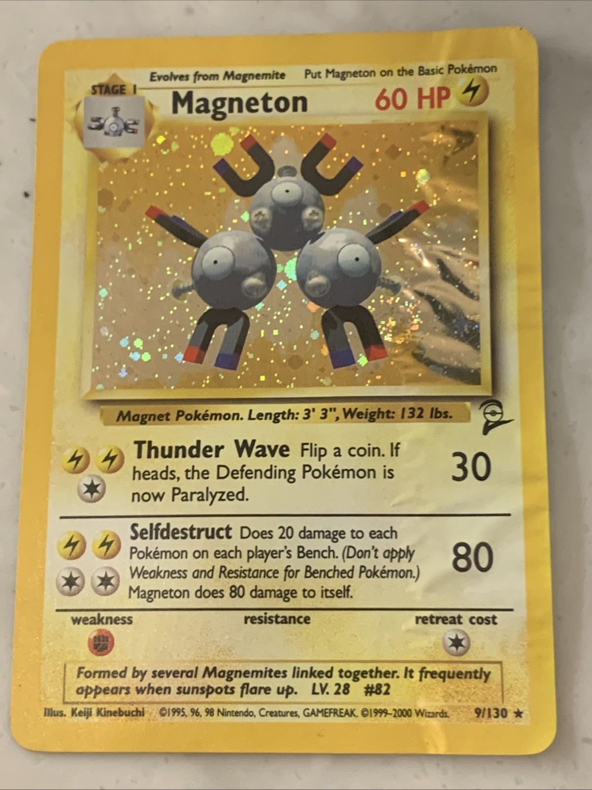 Pokémon Card TCG Magneton 9/130 Holo Rare Unlimited Edition WOTC Base Set 2 Dmg