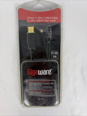 Gigaware 26-1415 6 foot USB-A Male to Mini USB-B Male Cable 8 Pin 2601415 UC-E6