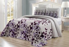 3-Piece Fine Printed Oversize 115 X 95 Fresca Quilt Set Reversible Bedspread C