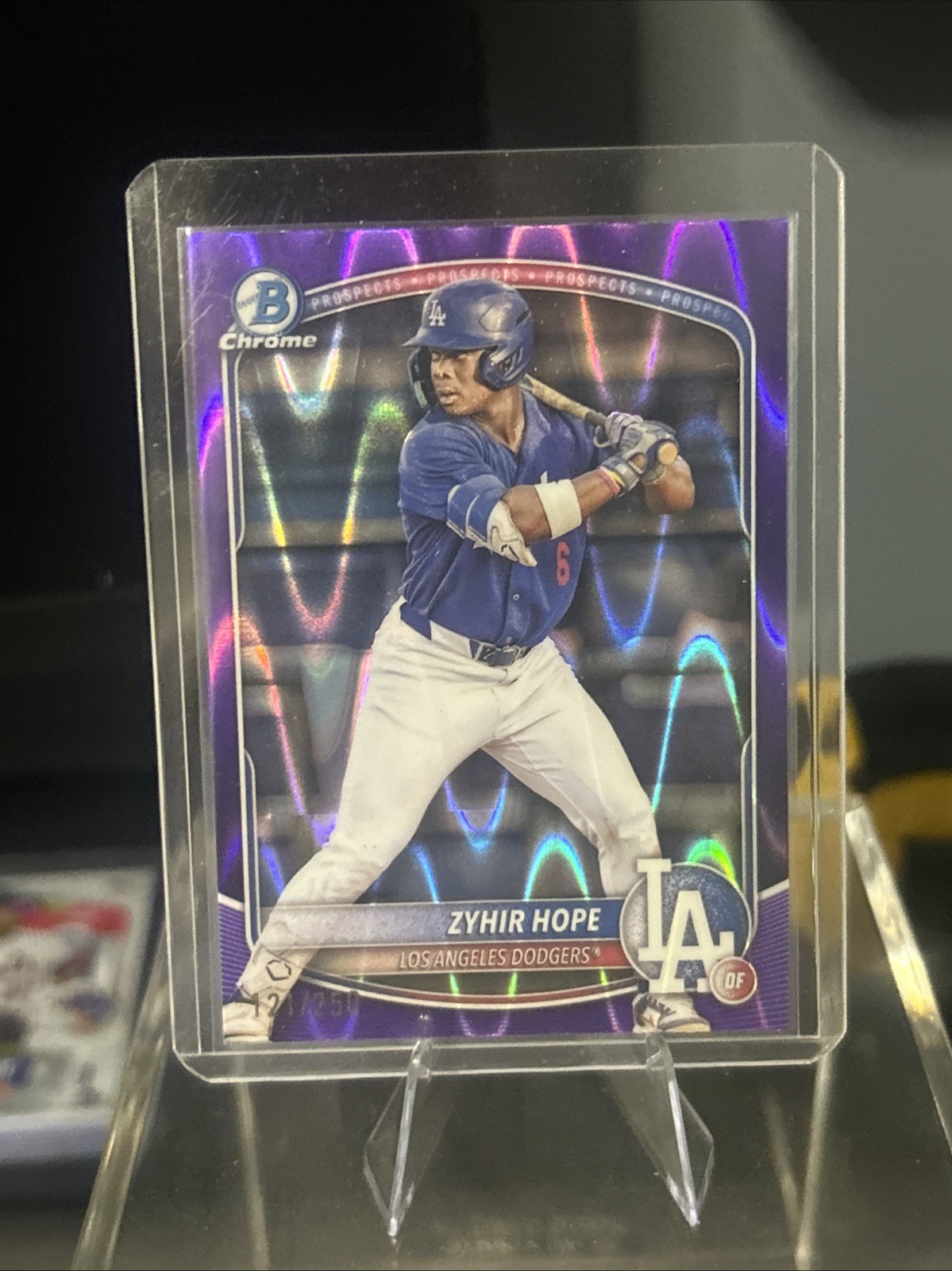 2025 Bowman - Chrome Prospects Zyhir Hope #BCP-2 Purple Raywave Refractor /250