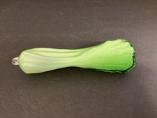 Verre soufflé décoratif Bok Choi, céleri sculpture légume vert, transparent 8"