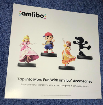 Amiibo Figures Nintendo GameStop PROMO POSTER RARE HTF Game Room Ideas Gift