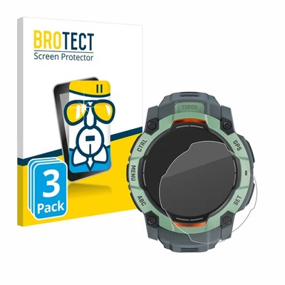 BROTECT 3 Pack Screen Protector for Garmin Instinct 3 AMOLED (45 mm) Glass Film
