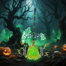 Halloween Moving Witches Broom 35" Light Up Magic Witch Broomstick