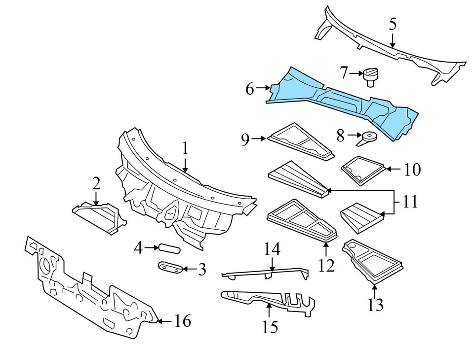 VW PHAETON 2004-2006 - Firewall COWL/cubierta deflector de agua 3D1819417G Foto 3 de 4