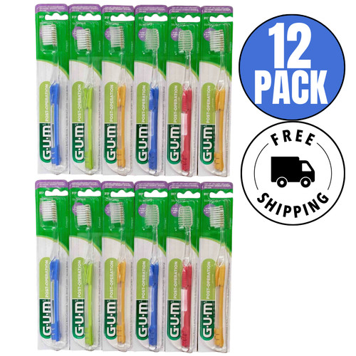 12-PK GUM Delicate Post-Surgical Operation Toothbrush 317, Super-Soft Bristles