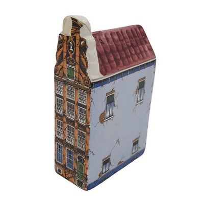 DELFT Hand Painted Holland Canal House 5'' Made In Holland Brick, Blue #6 CHIPPED