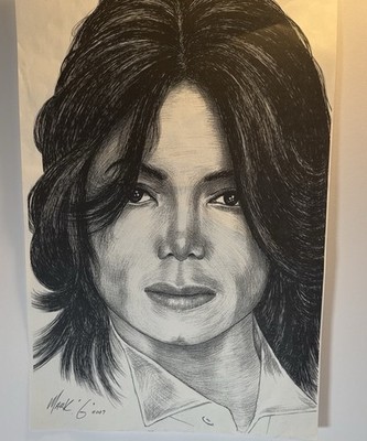 Michael Jackson Original Ink Portrait Drawing Signed 2009 11x17 | eBay