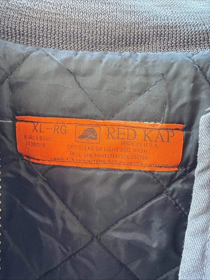 VTG Mens XL RED KAP Quilt Lined Full Zip Mechanic Bomber Work Boxy Jacket - Image 2 of 4
