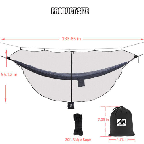 Portable Camping Hammock Bug & Mosquito Net Cover Mesh Netting Cover Easy Setup - Picture 8 of 10