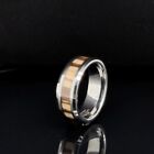 8mm silver Tungsten Engraved Band Natural Wood Inlay Unisex Engagement Ring