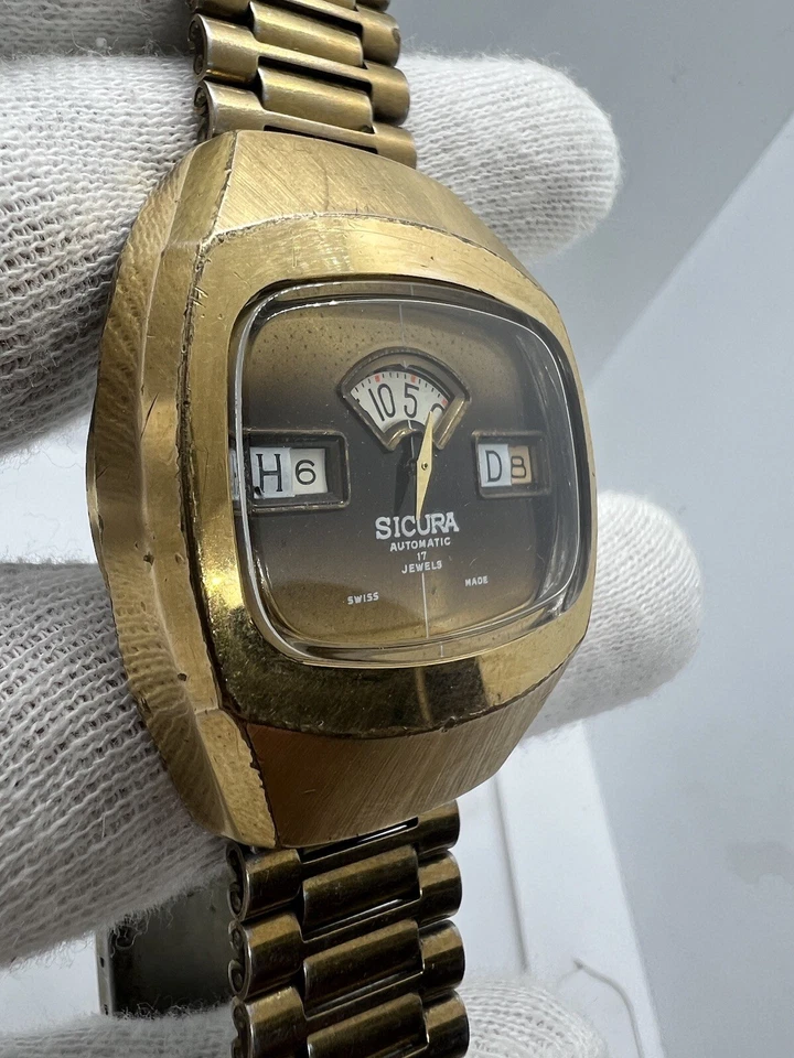 Reloj de pulsera vintage Sicura Jump Hour digital automático hecho en Suiza para hombre - 40 mm Foto 2 de 4