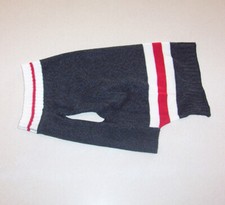 Knit Navy Blue with Red  White Stripe Trim Light Weight Dog Sweater Large